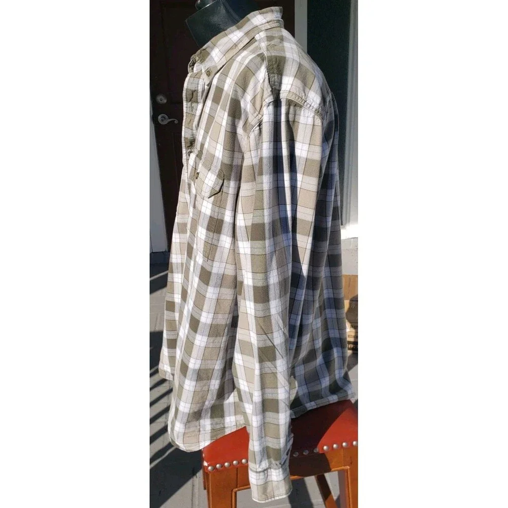 Carhartt Shirt Mens 2XL Green Plaid Loose Fit Long Sleeve Button Up 100% Cotton - Picture 4 of 14